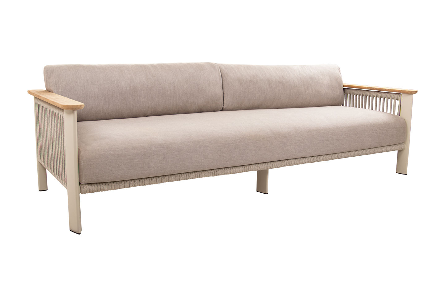 Carla Alu 3 Seater, Coated Linen, Wide Rope Linen, Frame Only